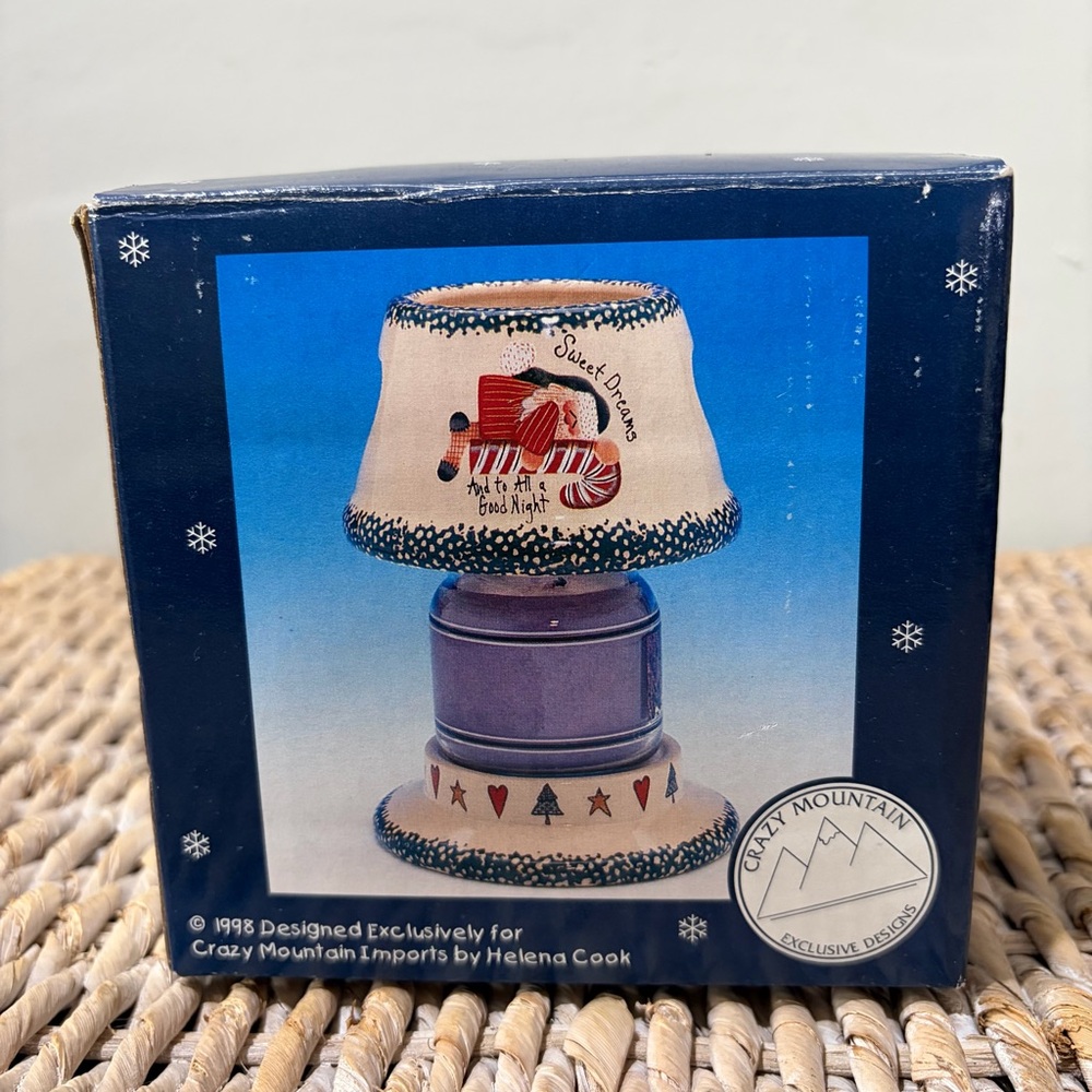 Crazy Mountain Ceramic Candle Lamp Sweet Dreams Santa Sleeping NEW‎ Christmas